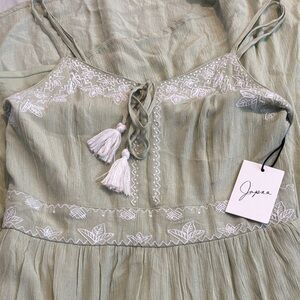 Japna Sage Green Maxi Dress NWT Large Boho Embroidered Flowy Summer